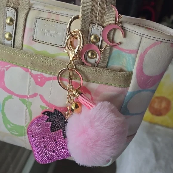 Coach  Scribble Multicolor Canvas Tote 2 Hangtags+ Pursecharm - Picture 10 of 16